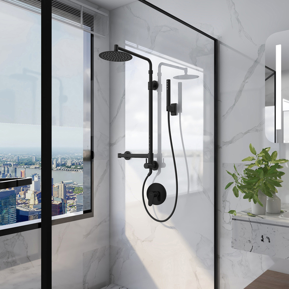 shower system with rain head and handheld Pulse Matte Black