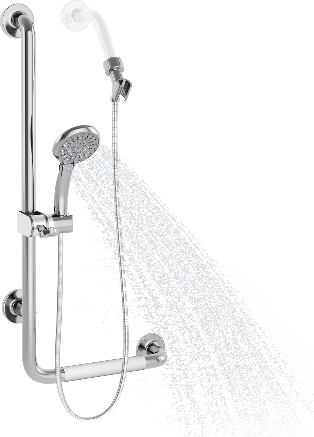 handheld shower head wall mount Pulse Polished Stainless Steel - Chrome