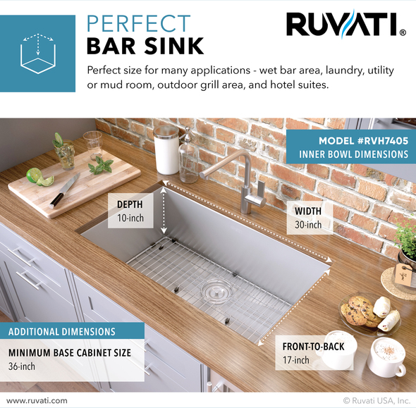single basin stainless steel undermount sink Ruvati Kitchen Sink Single Bowl Sinks Stainless Steel