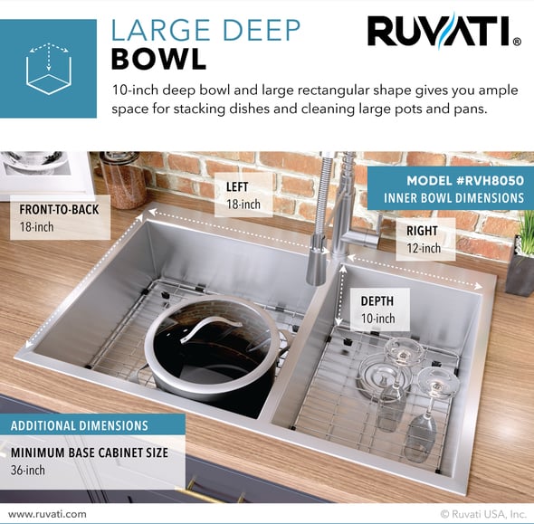 1 and half bowl undermount sink Ruvati Kitchen Sink Stainless Steel