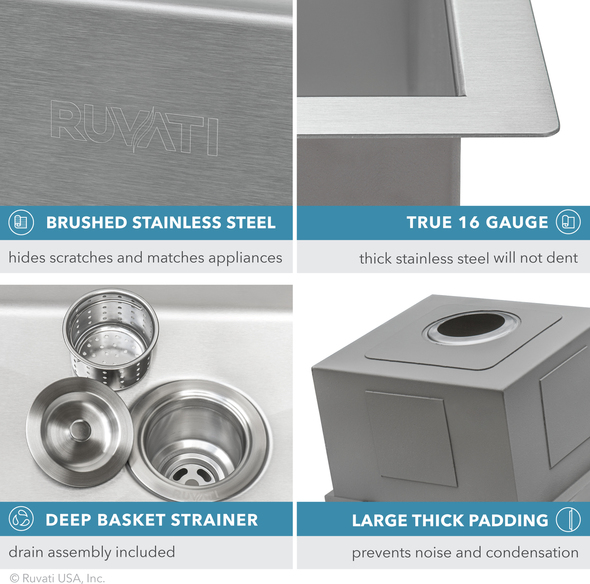 deep basin stainless steel sink Ruvati Kitchen Sink Stainless Steel
