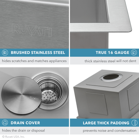 sink basin for kitchen Ruvati Kitchen Sink Stainless Steel
