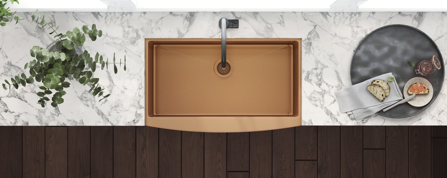 granite farmhouse kitchen sink Ruvati Kitchen Sink Copper Tone Matte Bronze