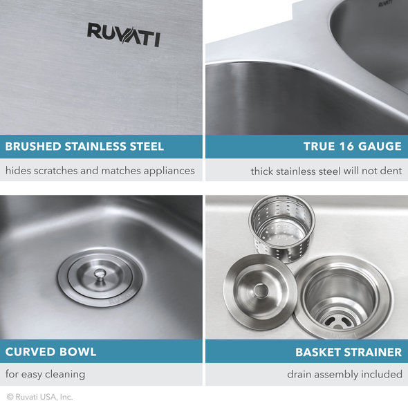 stainless steel undermount lavatory sink Ruvati Kitchen Sink Stainless Steel