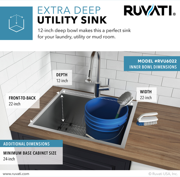 utility sink installation Ruvati Laundry Sink Stainless Steel