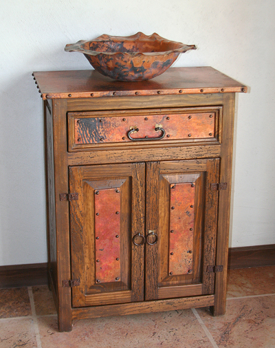wooden vanity unit with basin sierra copper Antique Rustic