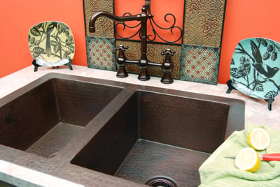double bowl kitchen sink installation sierra copper Tempered