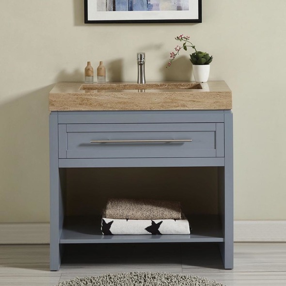 home goods bathroom vanity Silkroad Exclusive Bathroom Vanity Cabinet Bluish Gray Traditional