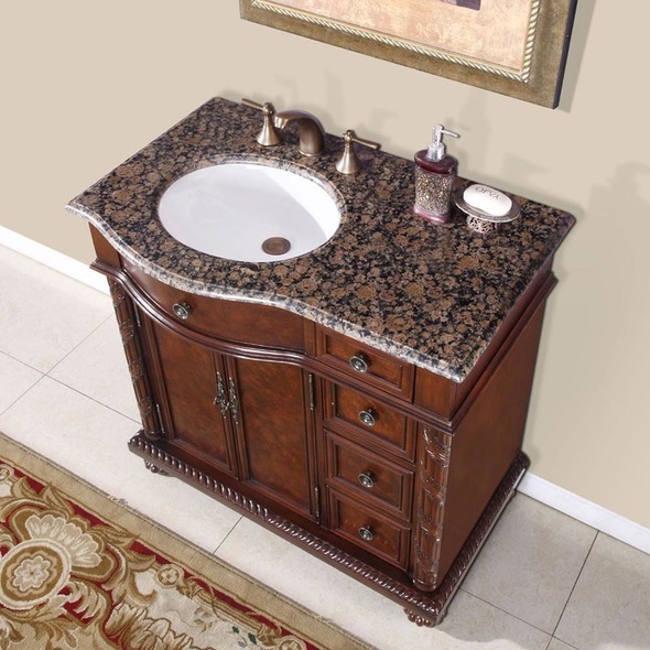 90 double sink vanity Silkroad Exclusive Bathroom Vanity English Chestnut Traditional