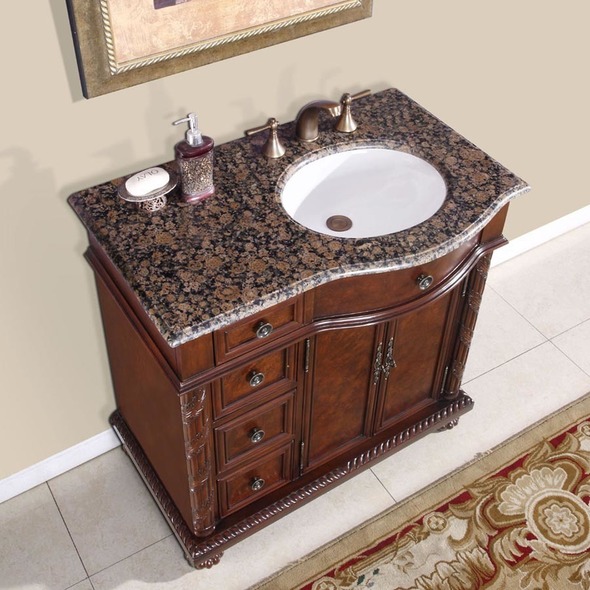 70 double vanity Silkroad Exclusive Bathroom Vanity English Chestnut Traditional