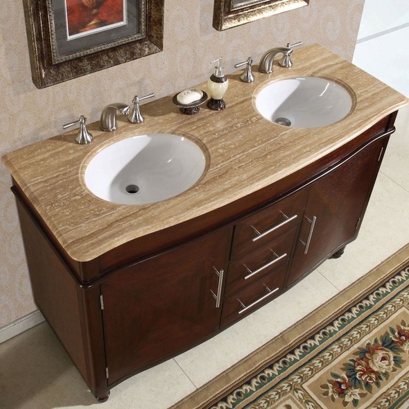 bathroom vanity 72 inch double sink Silkroad Exclusive Bathroom Vanity Dark Chestnut Traditional