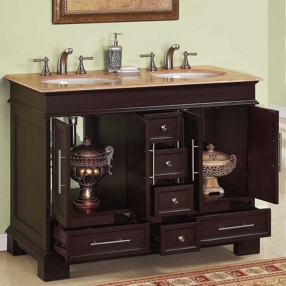 vanity cupboards Silkroad Exclusive Bathroom Vanity Dark Walnut Traditional