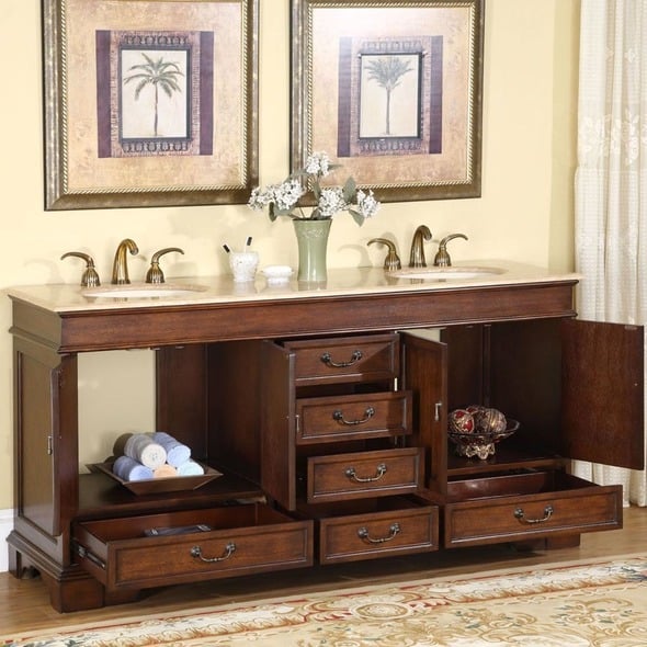 vanity cabinets Silkroad Exclusive Bathroom Vanity Red Chestnut Traditional