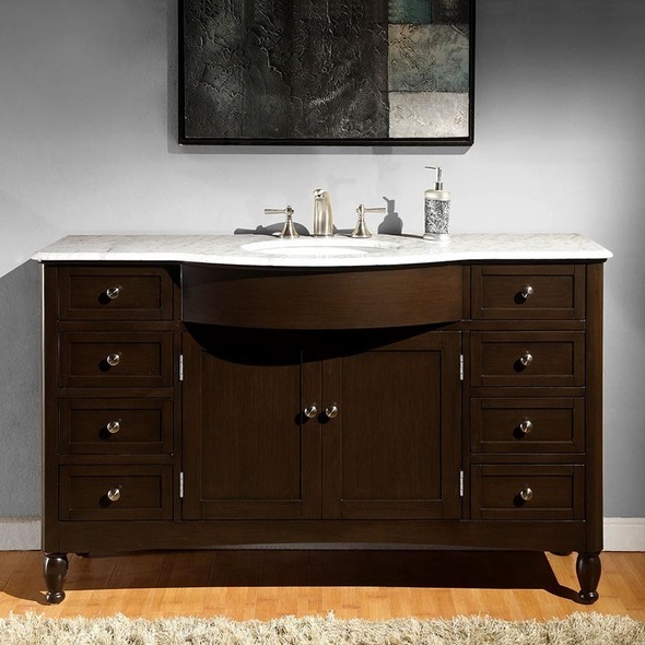modern vanity design Silkroad Exclusive Bathroom Vanity Dark Walnut Traditional