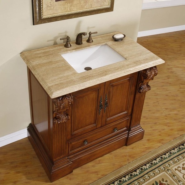 60 inch vanities with one sink Silkroad Exclusive Bathroom Vanity Cherry Traditional