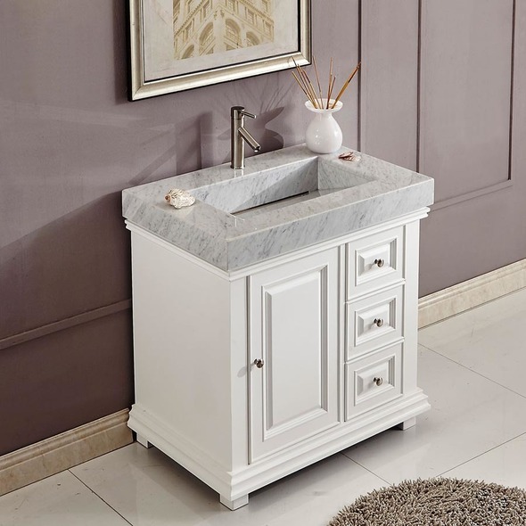 white oak bathroom vanity Silkroad Exclusive Bathroom Vanity White Traditional