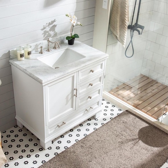 30 in vanity base Silkroad Exclusive Bathroom Vanity White Traditional