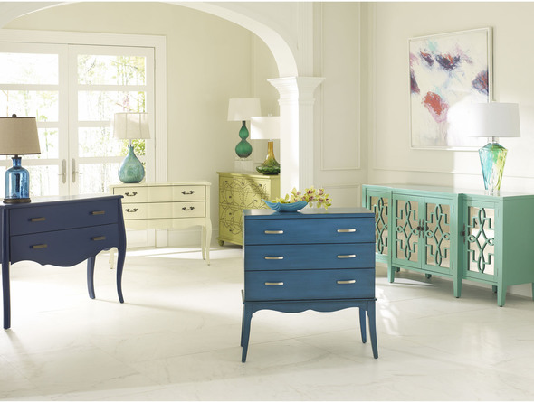 Stein World Cabinet / Credenza Chests and Cabinets Hand-Painted, Turquoise Transitional