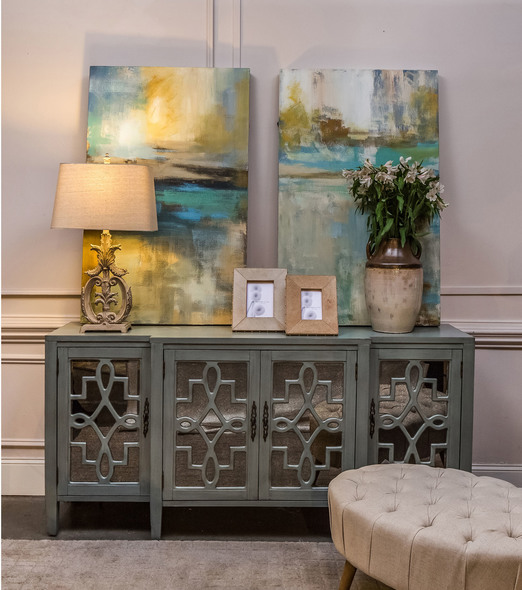  Stein World Cabinet / Credenza Chests and Cabinets Grey-Blue, Hand-painted Transitional