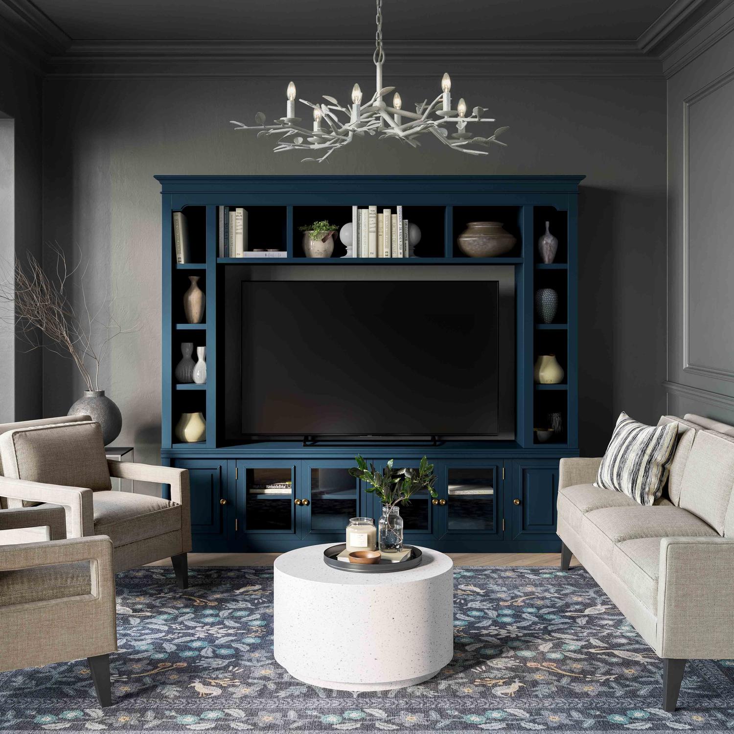 black tv stand with storage Tov Furniture Entertainment Centers Blue
