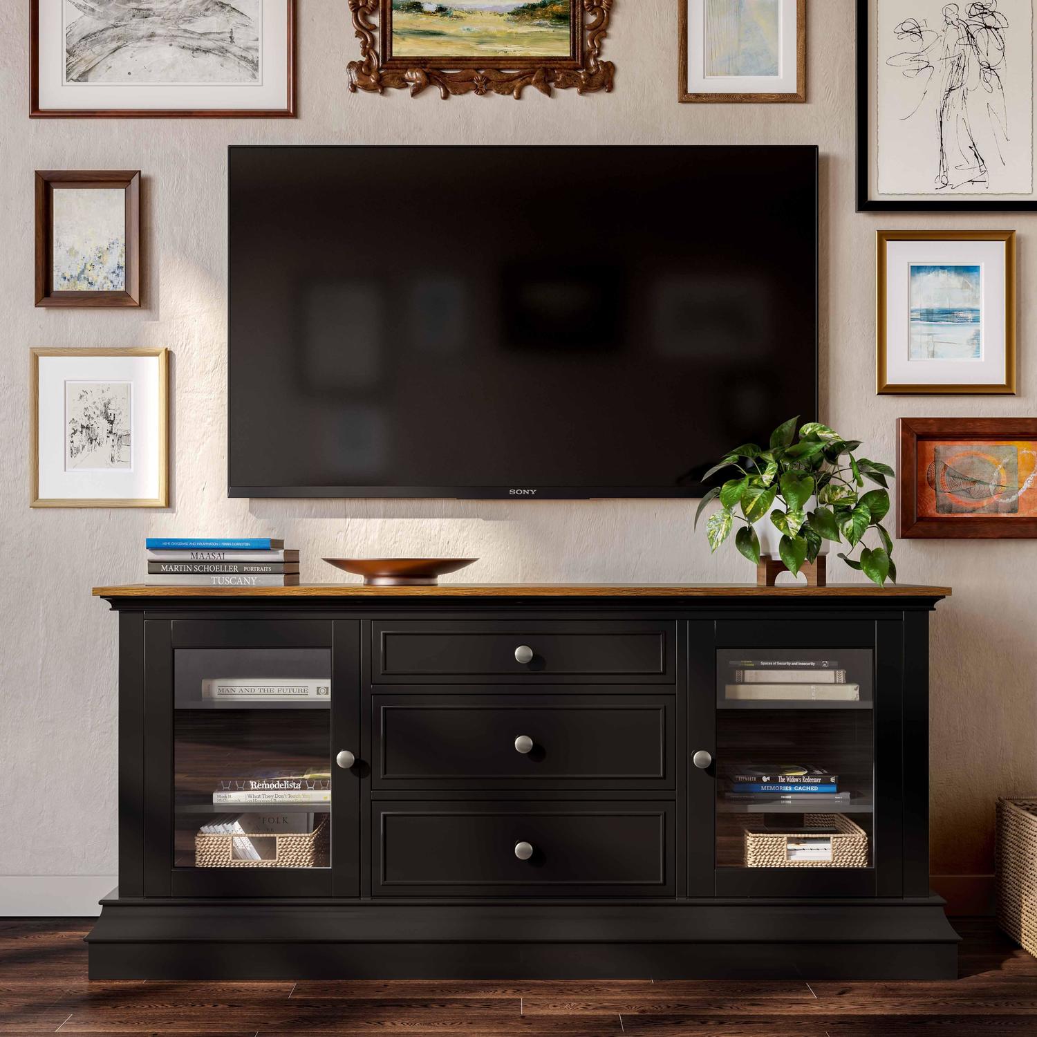 media console stand Tov Furniture Entertainment Centers Charcoal