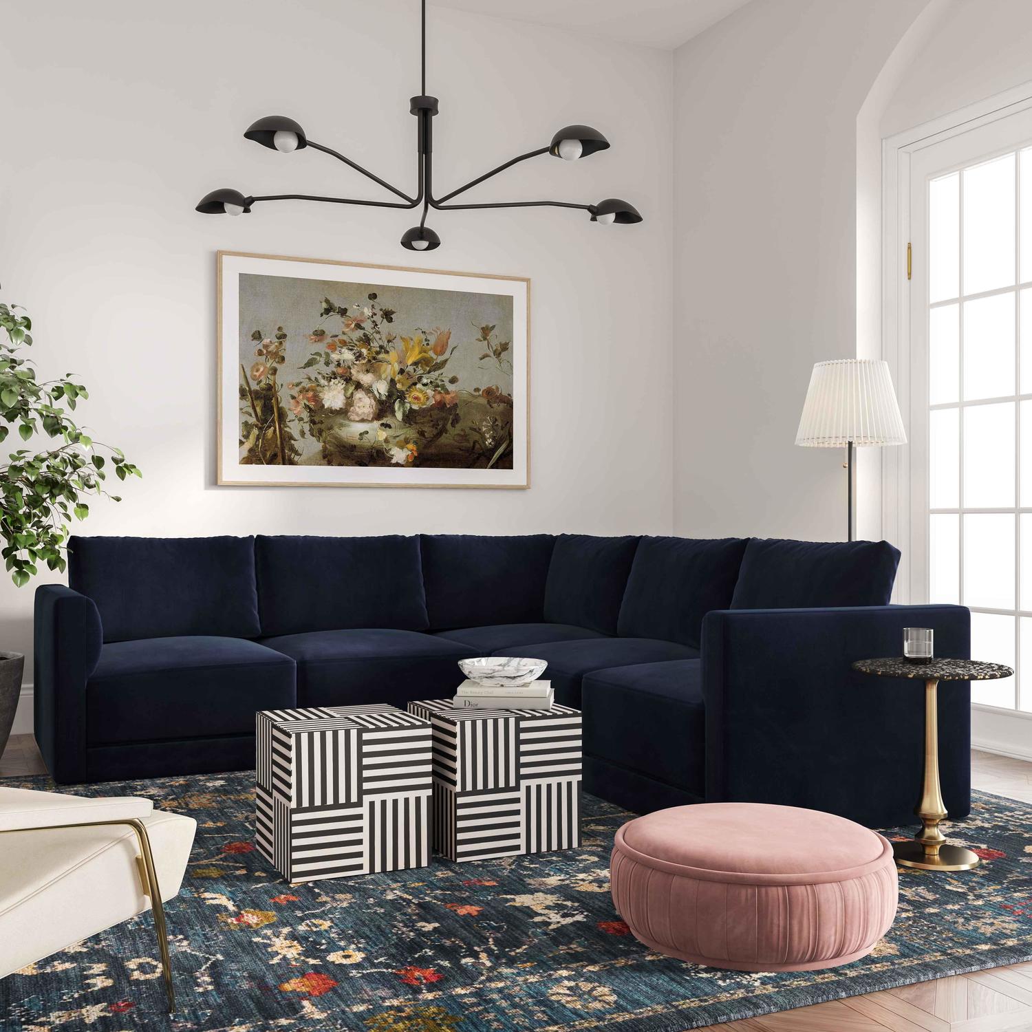 navy couch sectional Tov Furniture Sectionals Navy