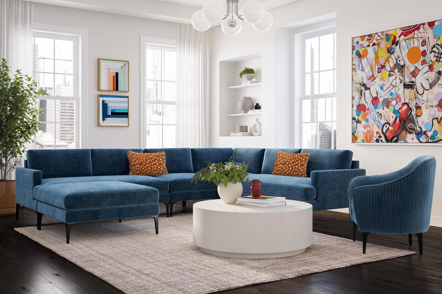 sectional couch with two chaise Tov Furniture Sectionals Blue