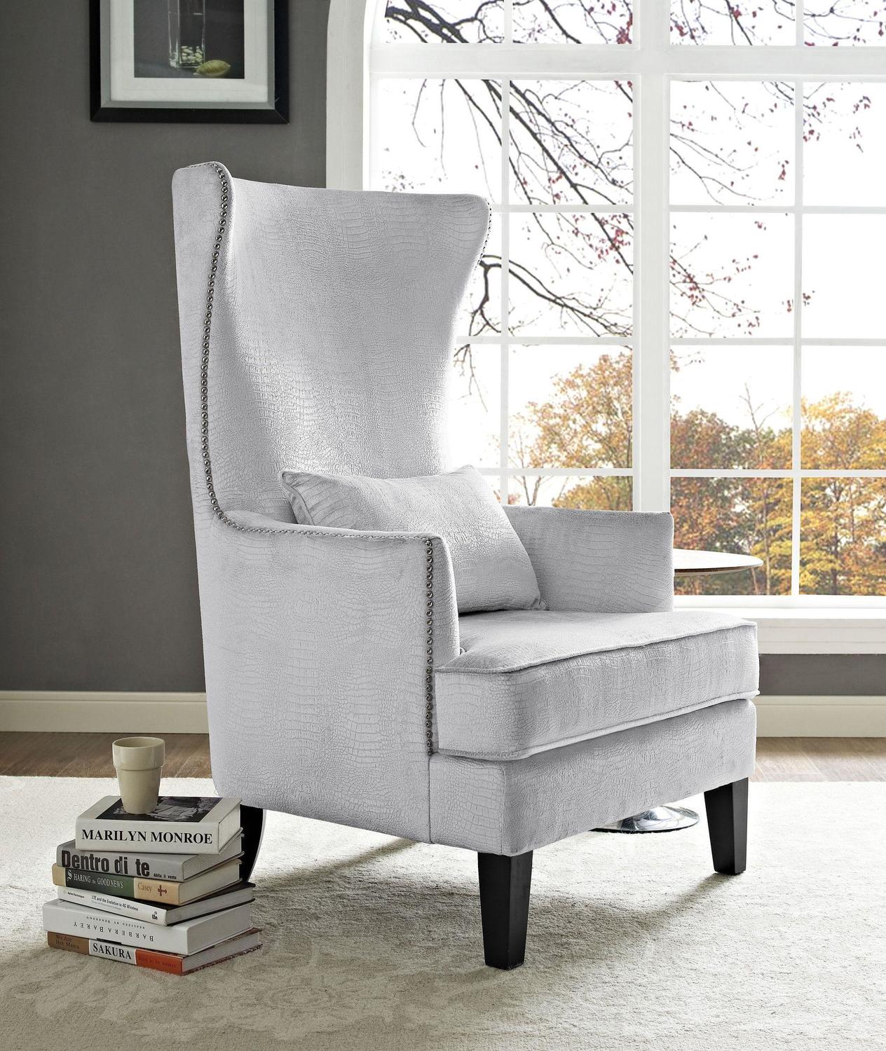 high wingback armchair Tov Furniture Accent Chairs Silver