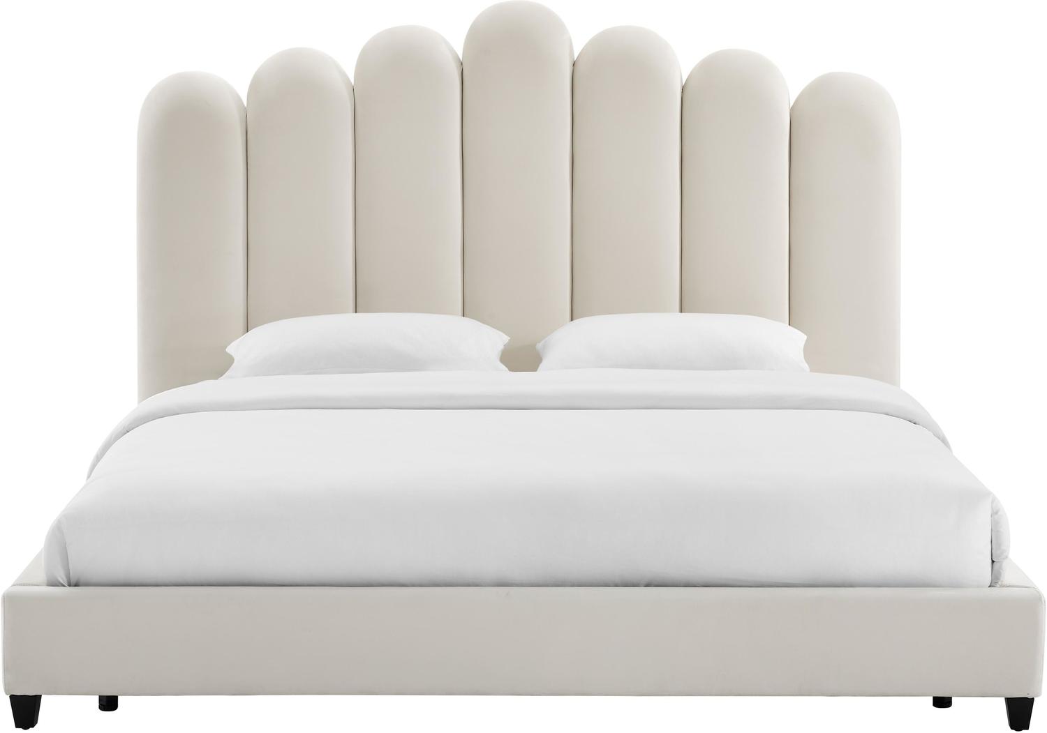 grey bed base Tov Furniture Beds Cream