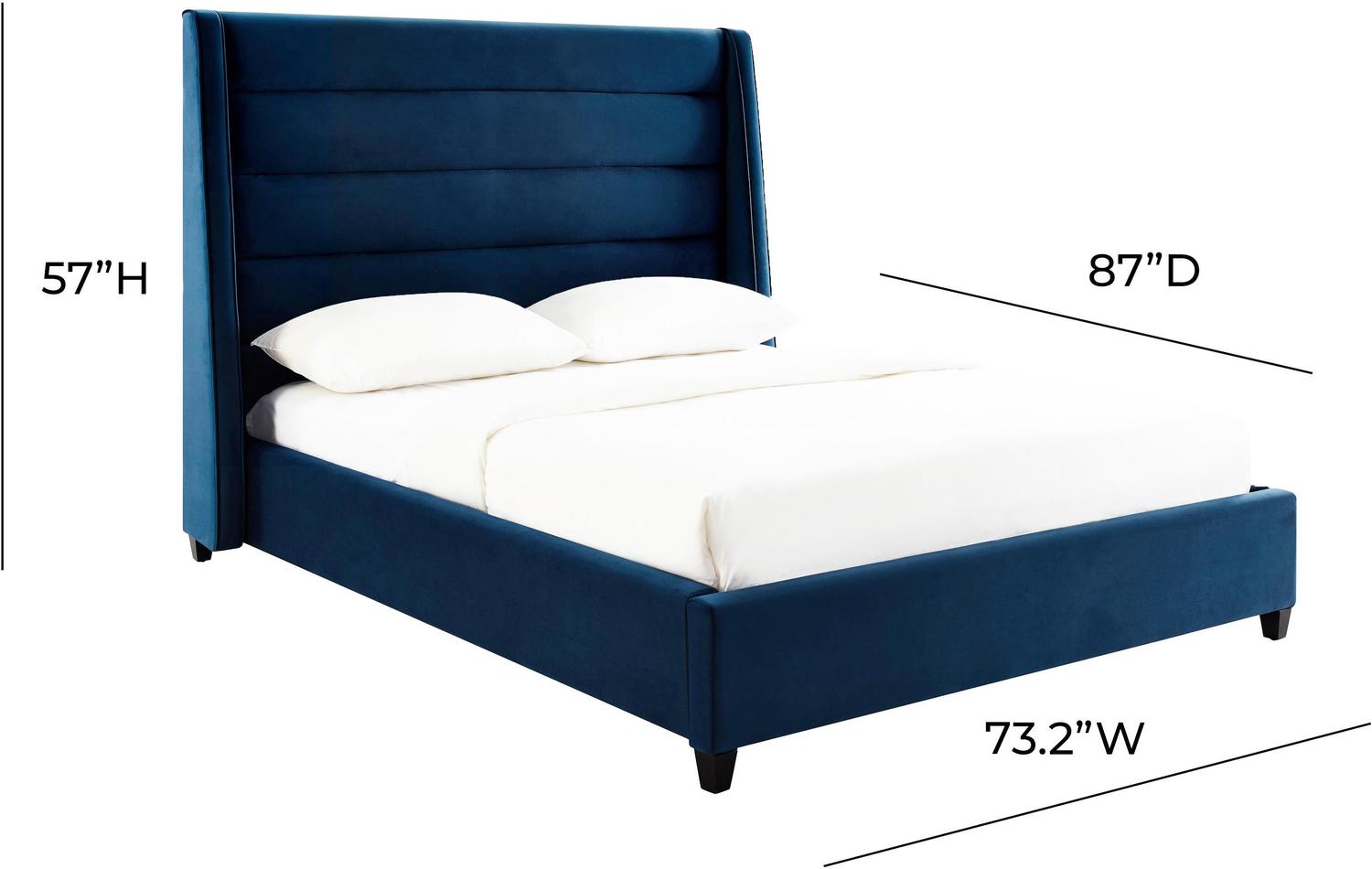 grey velvet bed frame Tov Furniture Beds Beds Navy