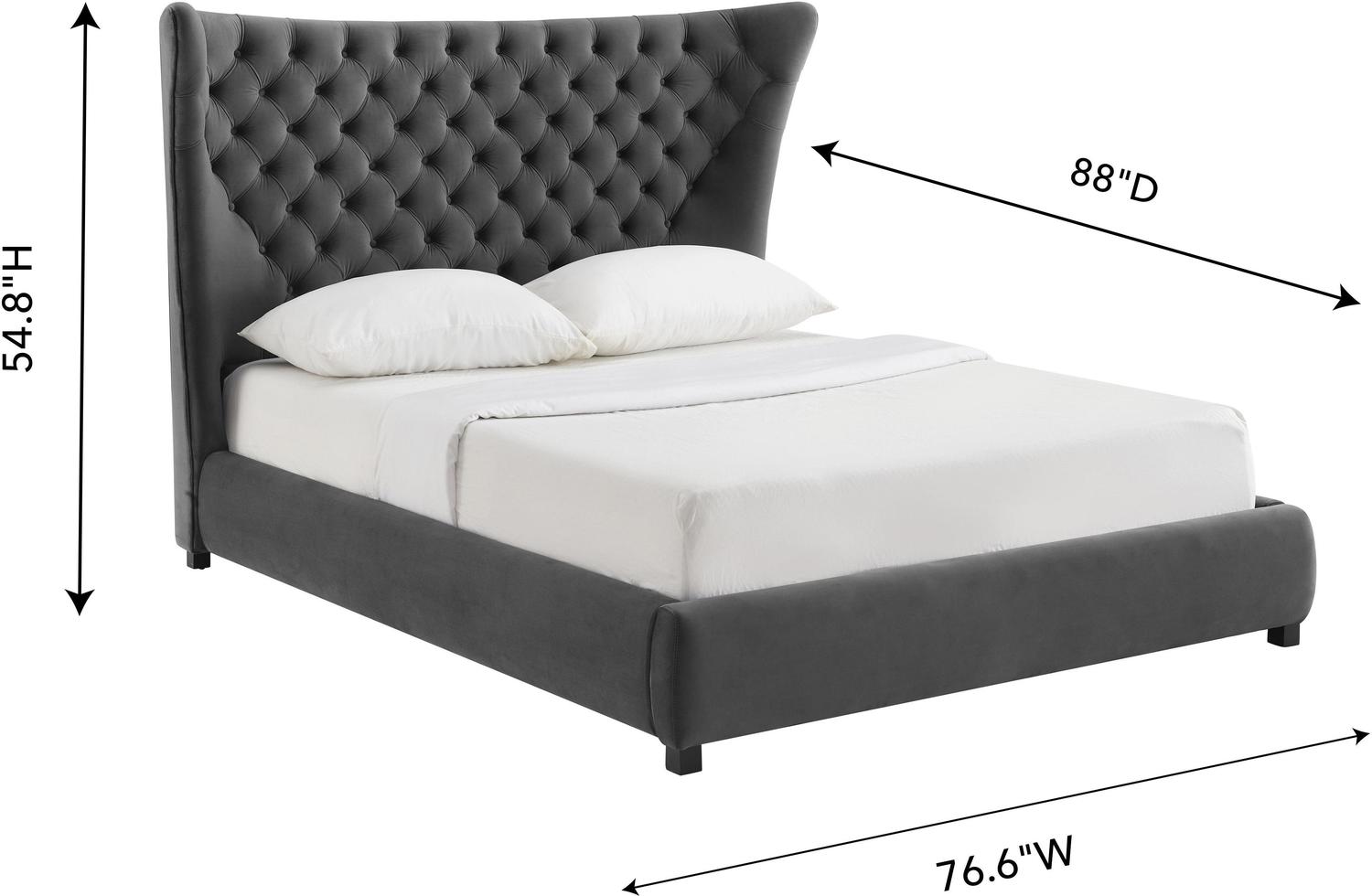 high profile queen bed frame with headboard Tov Furniture Beds Grey