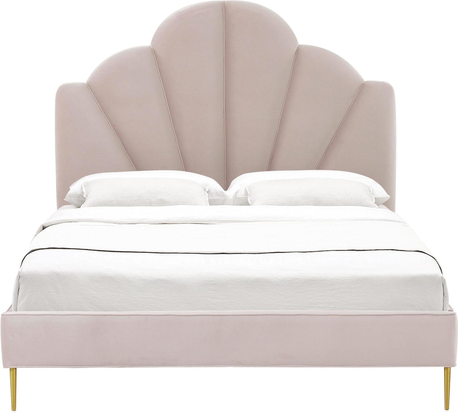 queen fabric headboard and frame Tov Furniture Beds Blush