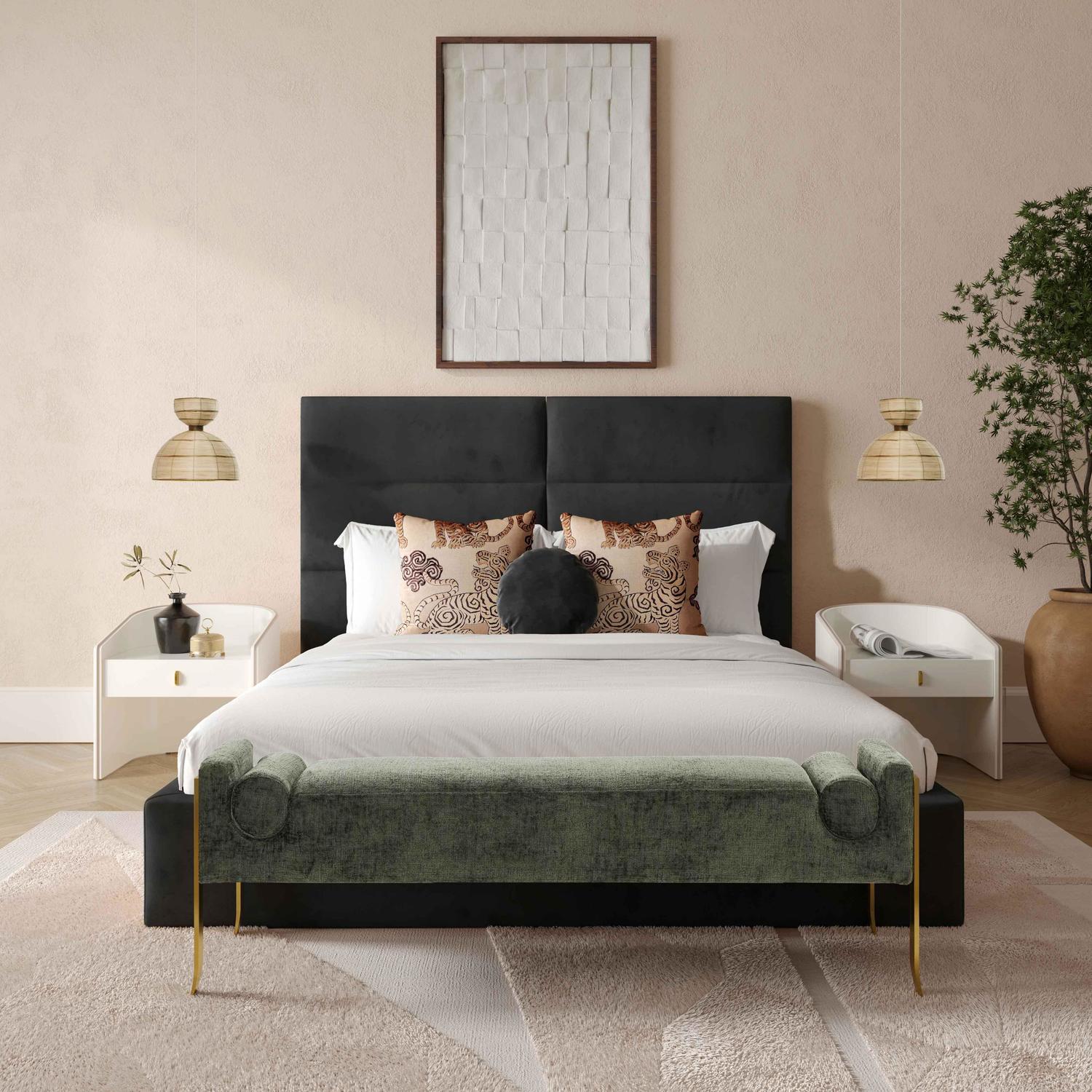 grey king bed frame with storage Tov Furniture Beds Black