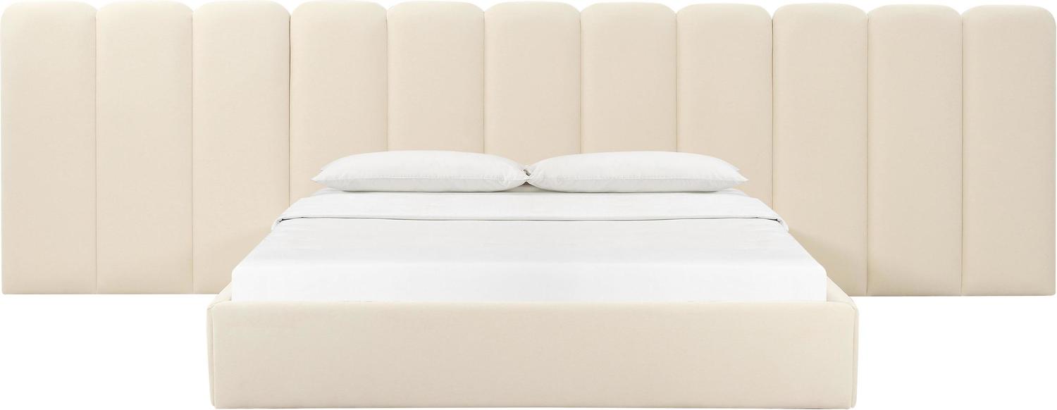 black velvet queen bed frame Tov Furniture Beds Cream
