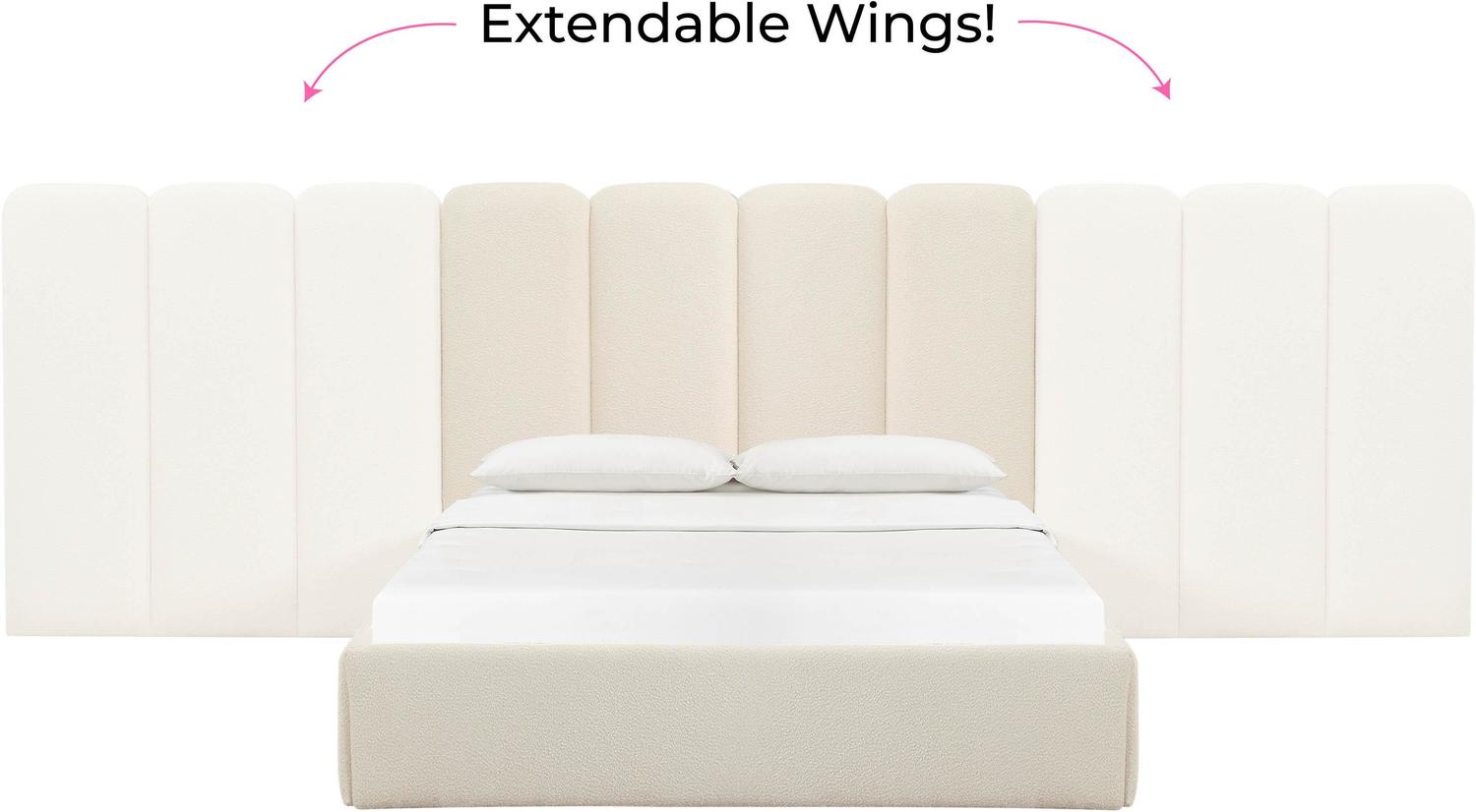 white platform bed frame queen Tov Furniture Beds Cream