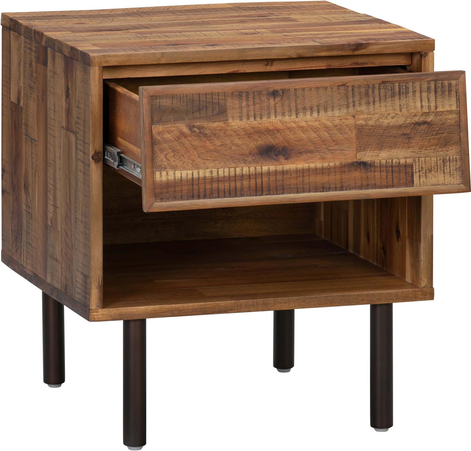 double drawer nightstand Tov Furniture Nightstands Rustic Acacia