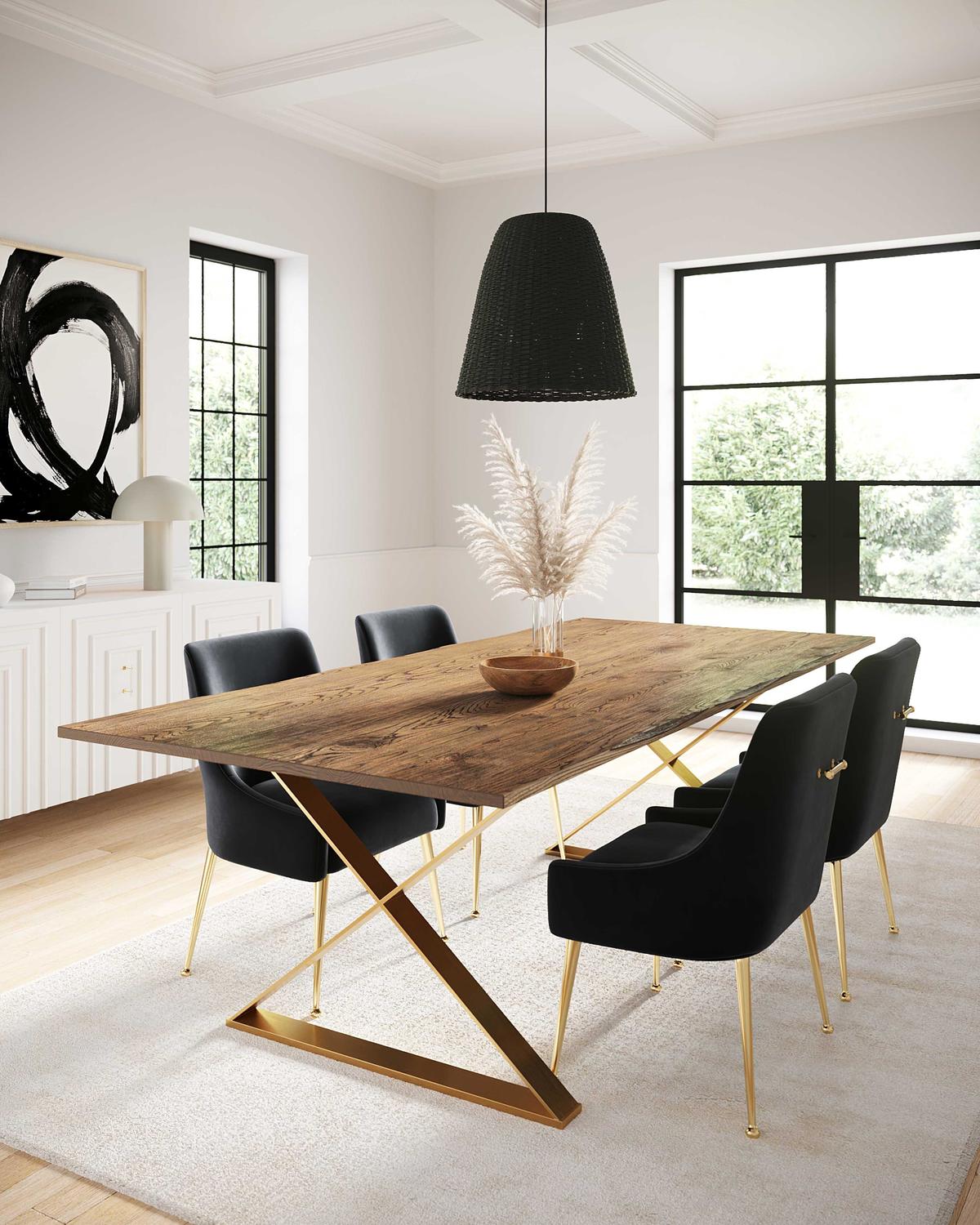 8 people dining table Tov Furniture Dining Tables Brass,Brown