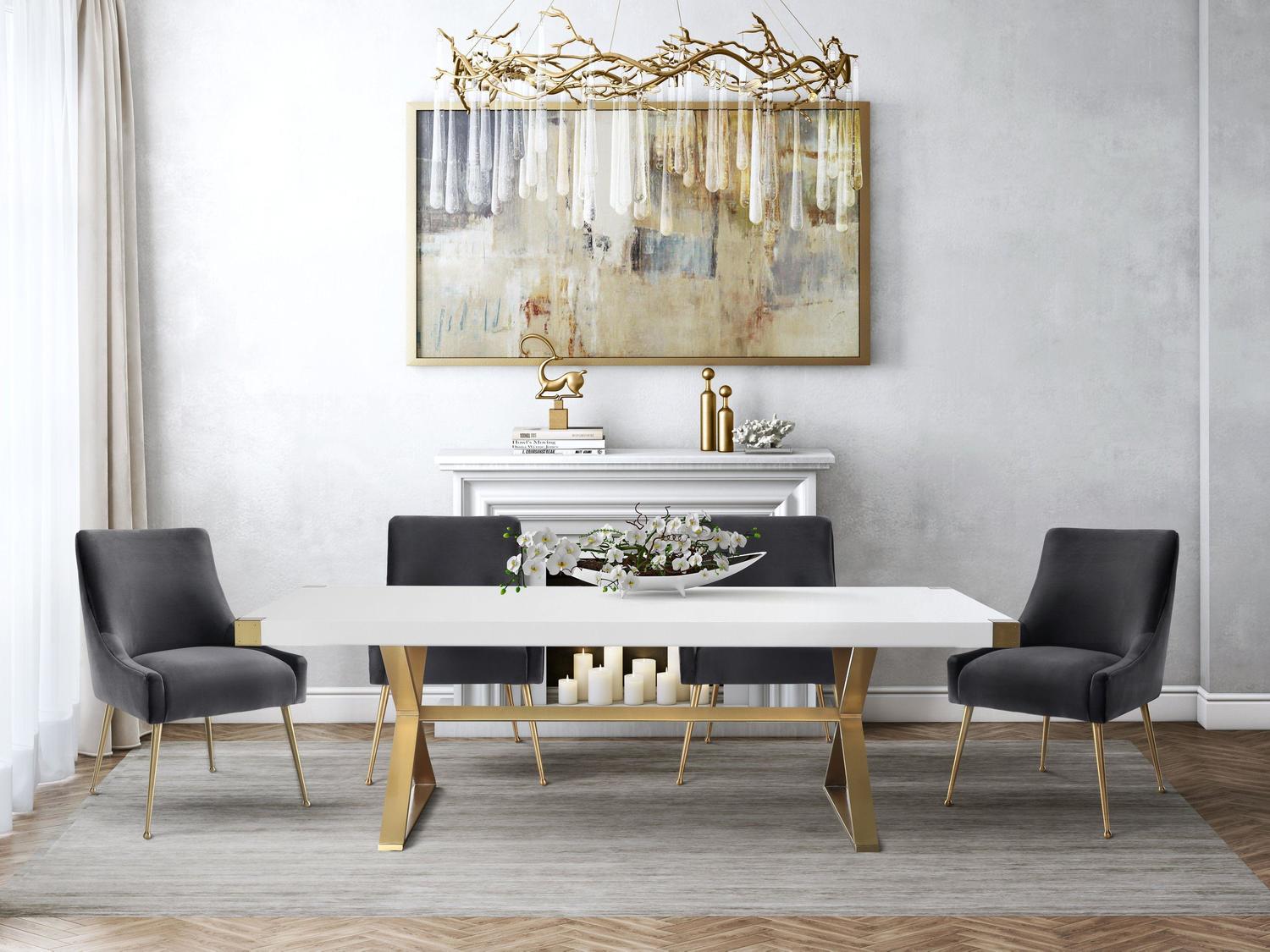 marble black dining table Tov Furniture Dining Tables White