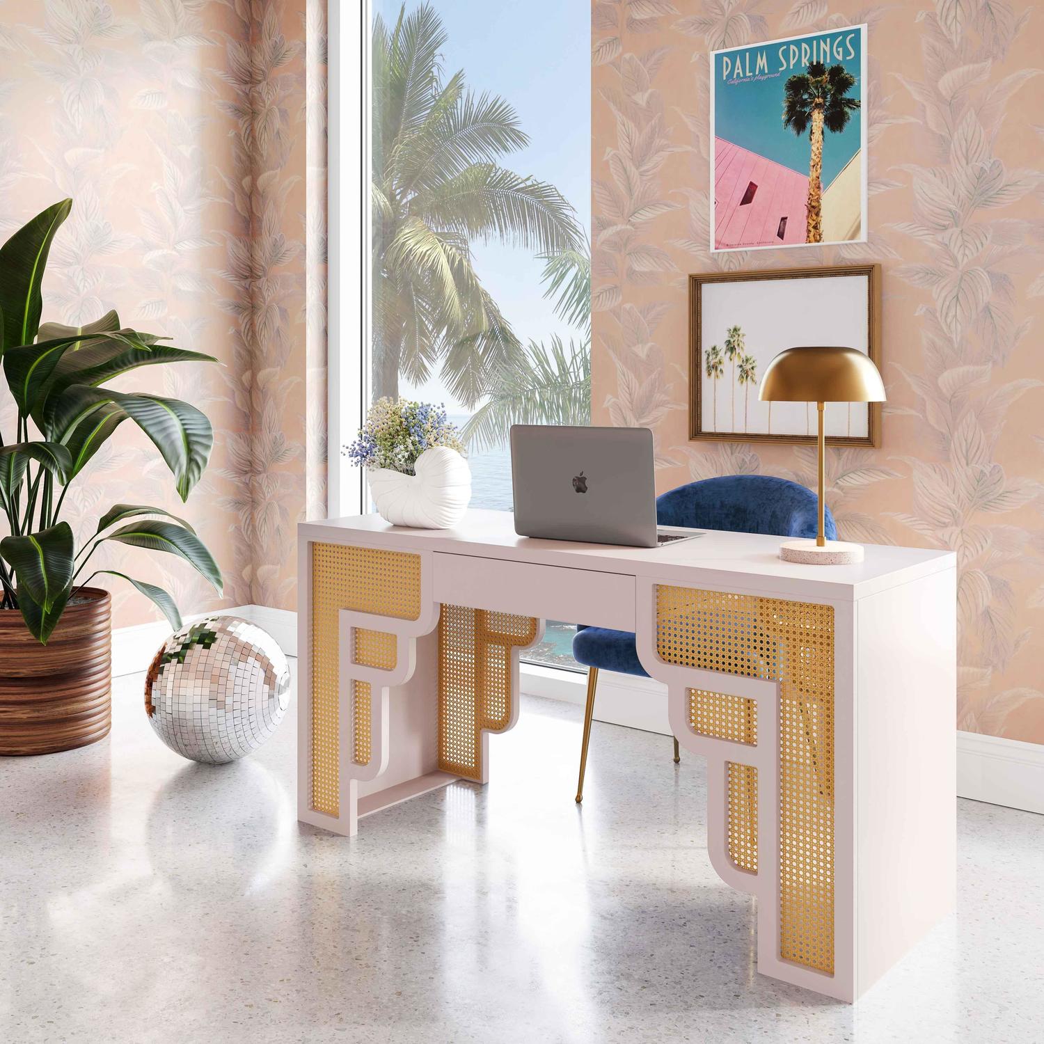 reception chair design Tov Furniture Desks Cream