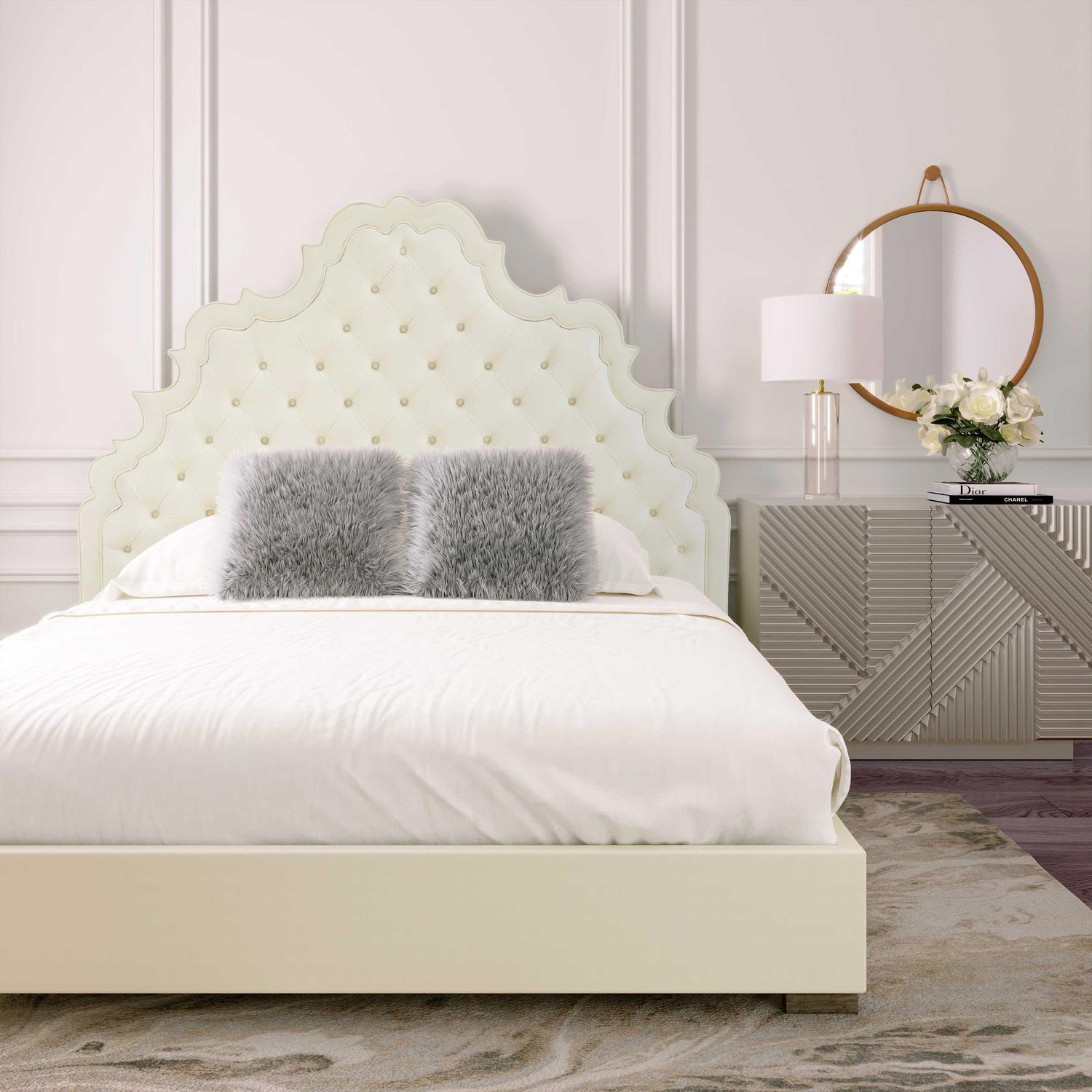 queen size base with drawers Tov Furniture Beds Cream