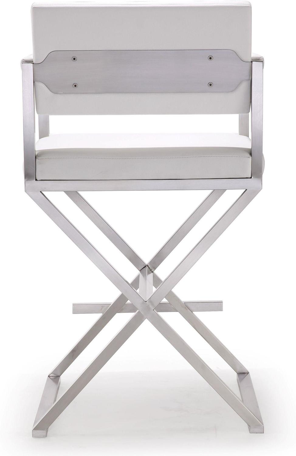 leather swivel bar stools with backs Tov Furniture Stools White