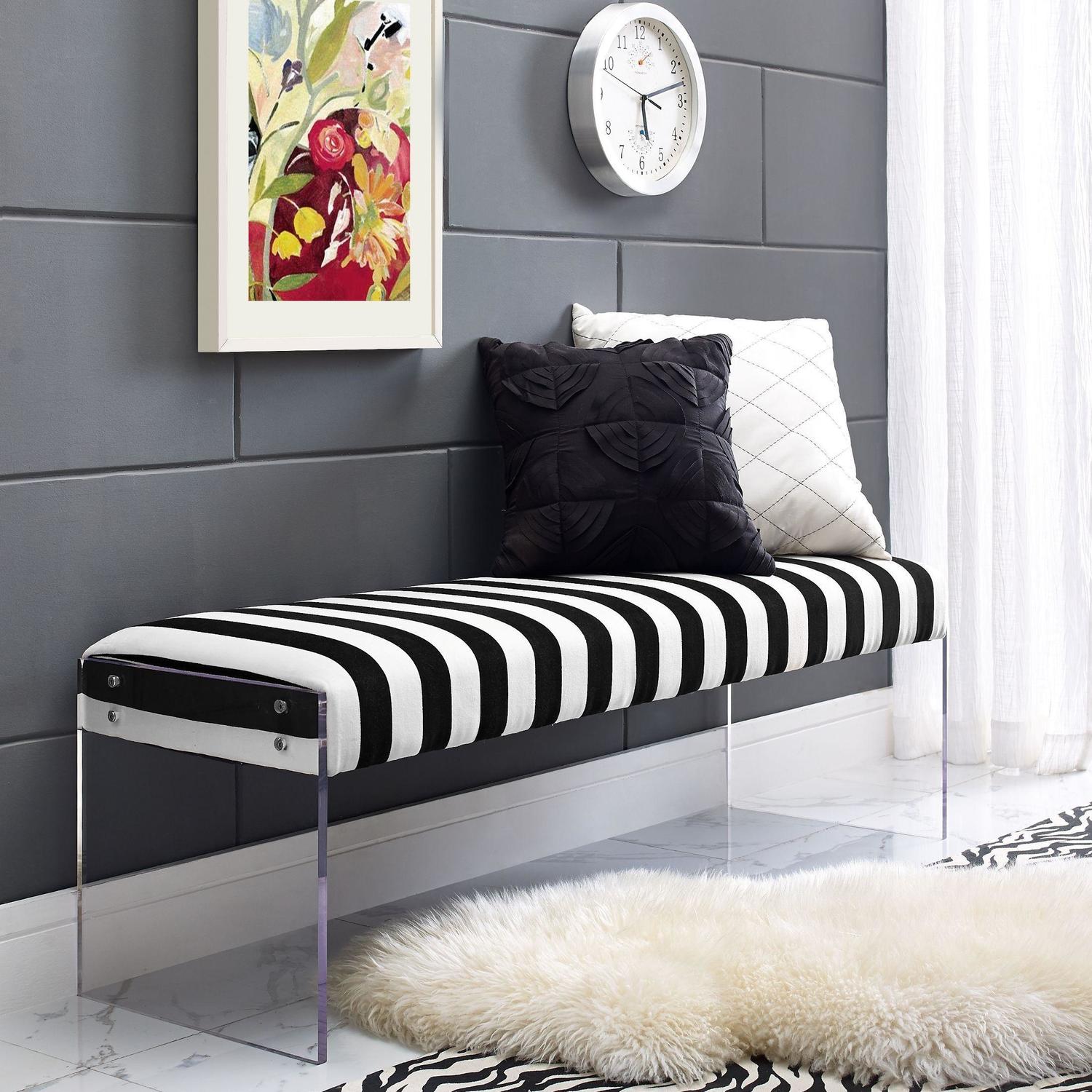 gray velvet bench Tov Furniture Benches Black