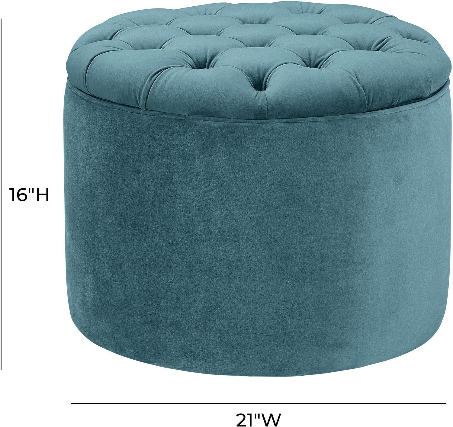 upholstered ottoman storage bench Tov Furniture Ottomans Sea Blue