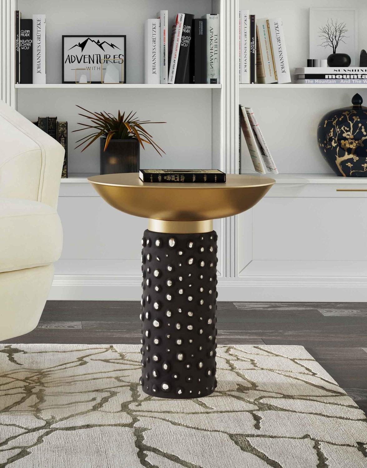 iron accent table Tov Furniture Side Tables Antique Brass,Black