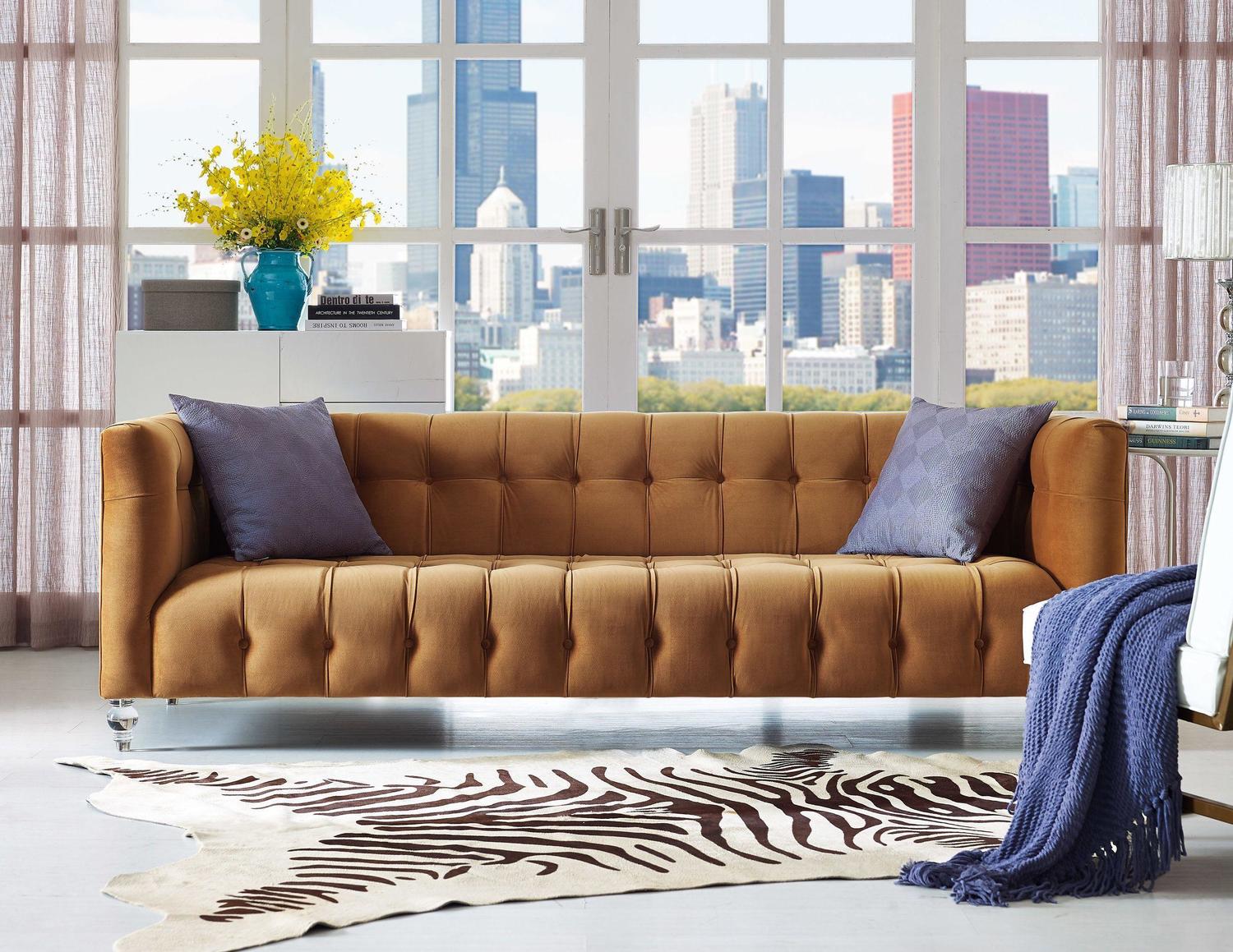 sectional couch turns into bed Tov Furniture Sofas Cognac