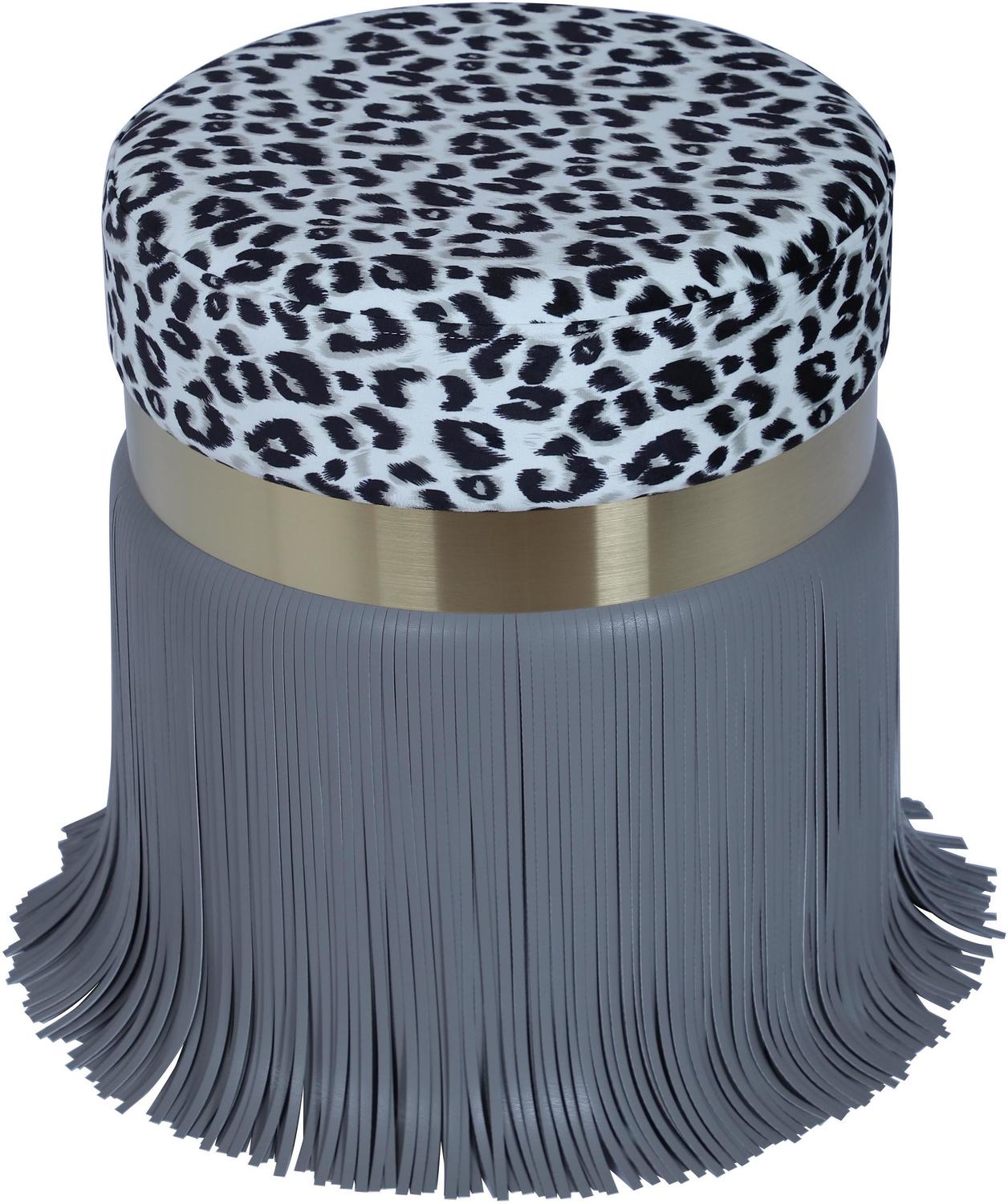 fabric wood accent chairs Tov Furniture Ottomans Grey,Leopard