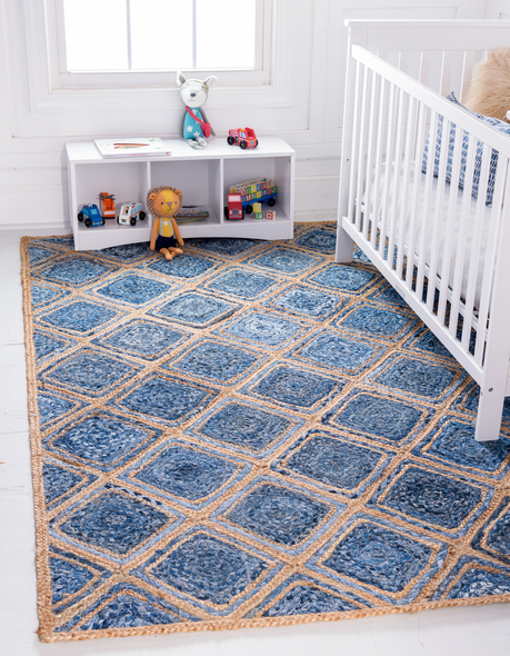 cheap indoor carpet Unique Loom Area Rugs Blue Hand Braided; 12x9
