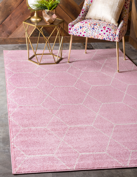8 * 10 carpet Unique Loom Area Rugs Light Pink Machine Made; 12x9