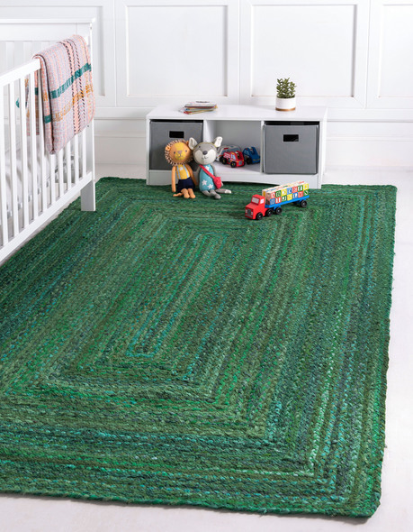 2 by 5 rug Unique Loom Area Rugs Green Hand Braided; 12x9