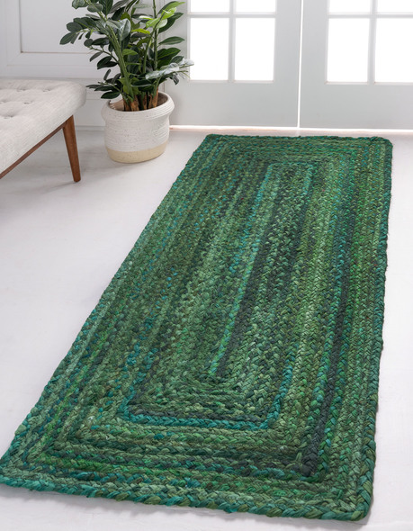 white kitchen mat Unique Loom Area Rugs Green Hand Braided; 6x2